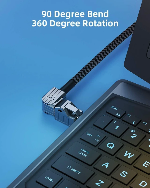 Alt view image 6 of 7 - CAT8 Ethernet Cable, Hagibis 360° LAN Network Cable with Zinc Alloy RJ45, Braided 24AWG 40Gbps 2000Mhz Patch Cord High Speed for Gaming, PS4, Xbox, Modem, Router, PC, Laptop 1.5FT