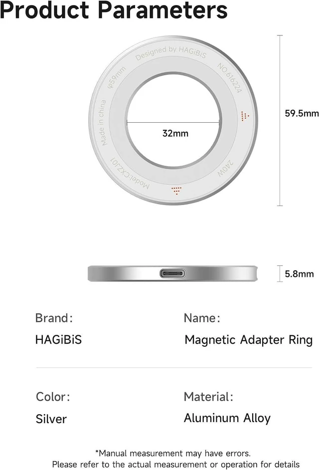 Alt view image 5 of 7 - Hagibis USB-C Adapter, Dual-Sided Magnetic Ring Female to Female USB Typ-C Converter, 240W Fast Charging Adapter for iPhone 17/16/15 Pro Max, iPad Pro, Tablet, Android (Hollow Version)