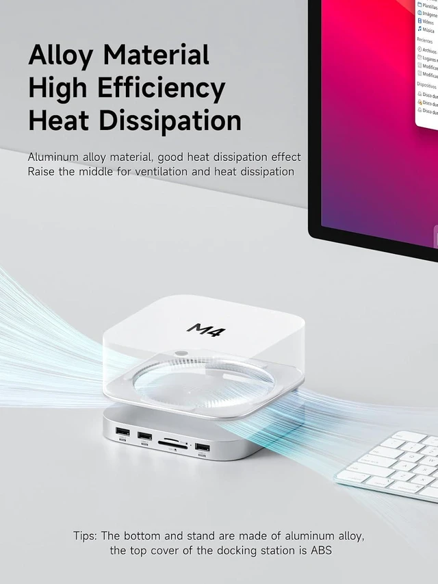 Alt view image 5 of 7 - Hagibis Mac mini M4 Hub & Stand with SSD Enclosure, 3 in 1 USB Type-C Docking Station with M.2 NVMe SSD Case, 10Gbps USB3.2 Gen2, SD4.0, TF4.0, 5V/2A Power Supply for M4 Pro (MC60)