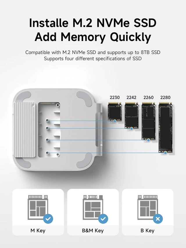 Alt view image 3 of 7 - Hagibis Mac mini M4 Hub & Stand with SSD Enclosure, 3 in 1 USB Type-C Docking Station with M.2 NVMe SSD Case, 10Gbps USB3.2 Gen2, SD4.0, TF4.0, 5V/2A Power Supply for M4 Pro (MC60)