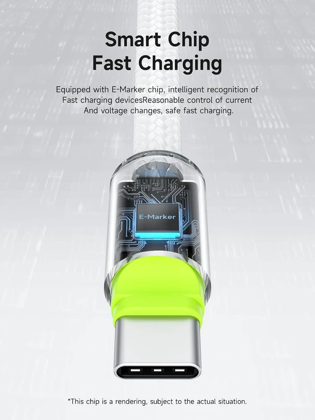 Alt view image 3 of 7 - Hagibis USB C Cable with Protective Cap, 240W Fast Charging Cable with 480Mbps Data Transfer, Type C PD 3.1 Fast Charger for iPhone 15 16 Pro Max, iPad, MacBook Pro Air (White Green, 0.8ft)
