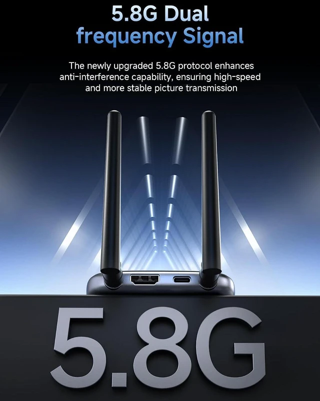 Alt view image 5 of 7 - Hagibis LED Display Wireless HDMI Transmitter & Receiver Extender Kits, 5.8G Bifrequency 164ft Wireless Display Dongle, Plug and Play for Laptop PC Netflix PS4/5 TV Projector Streaming