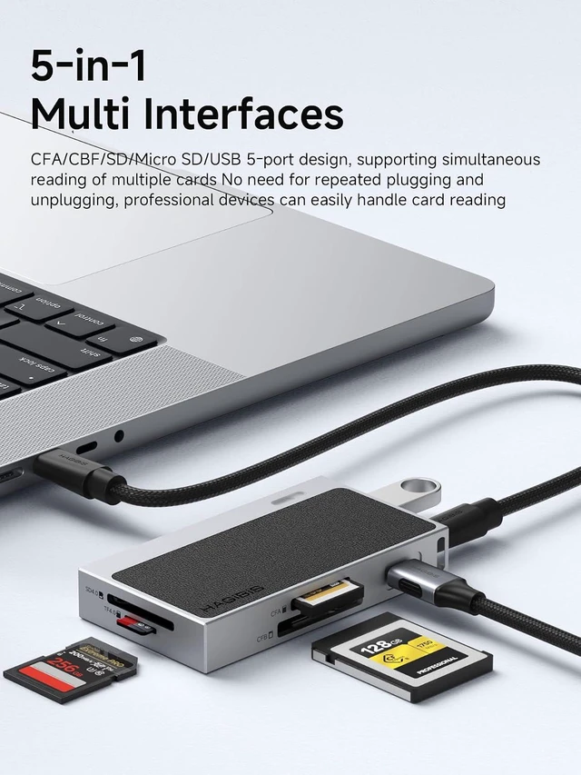 Alt view image 7 of 7 - Hagibis Memory Card Reader, 10Gbps USB-C to CFexpress Type A + Type B + UHS-II SD4.0/Micro SD, CFA CFB Adapter for iPhone Canon Camera Laptops