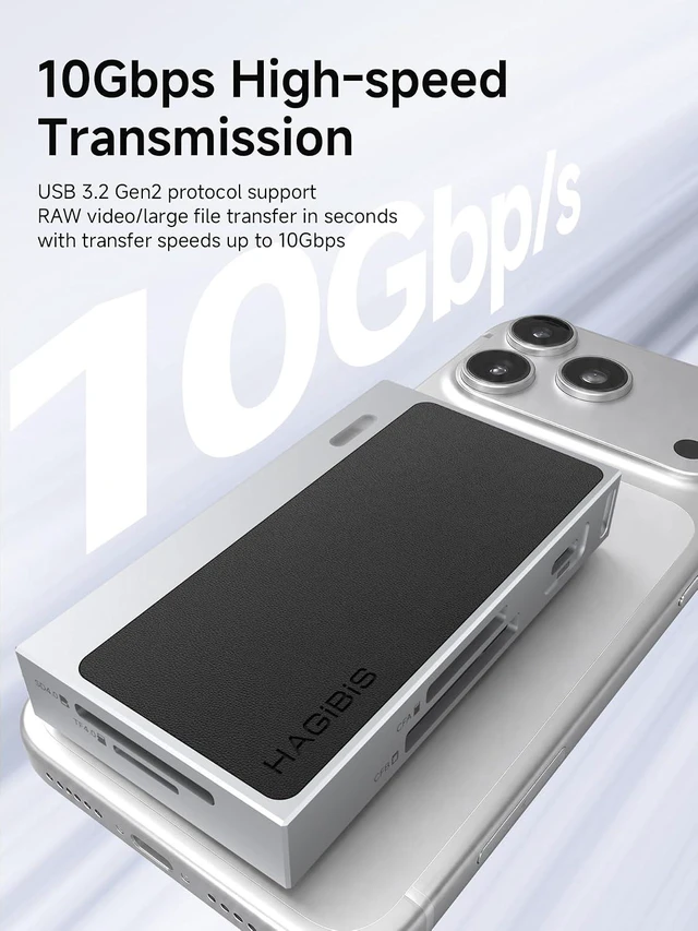 Alt view image 2 of 7 - Hagibis Memory Card Reader, 10Gbps USB-C to CFexpress Type A + Type B + UHS-II SD4.0/Micro SD, CFA CFB Adapter for iPhone Canon Camera Laptops