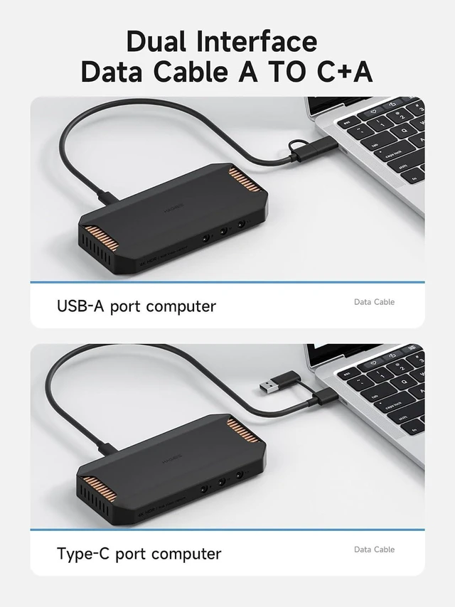 Alt view image 6 of 7 - Hagibis HDMI 2.1 Video Capture Card 4K@60Hz for Streaming and Gaming, 4K@60FPS HDR VRR RGB Pass-Through, 100W PD for Xbox, PS5, Switch, Rog Alloy, Steam Deck, PC (CH10)
