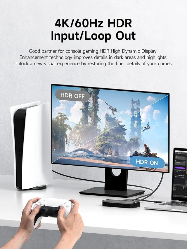 Alt view image 5 of 7 - Hagibis HDMI 2.1 Video Capture Card 4K@60Hz for Streaming and Gaming, 4K@60FPS HDR VRR RGB Pass-Through, 100W PD for Xbox, PS5, Switch, Rog Alloy, Steam Deck, PC (CH10)