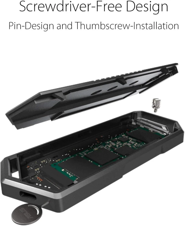 Alt view image 5 of 7 - ROG Strix Arion Aluminum Alloy M.2 NVMe SSD Enclosure Case Adapter, USB 3.2 Gen 2 Type-C ,10 Gbps, USB-C to C and USB-C to A Cables, Fits PCIe 2280/2260/2242/2230 M Key/B+M Key,