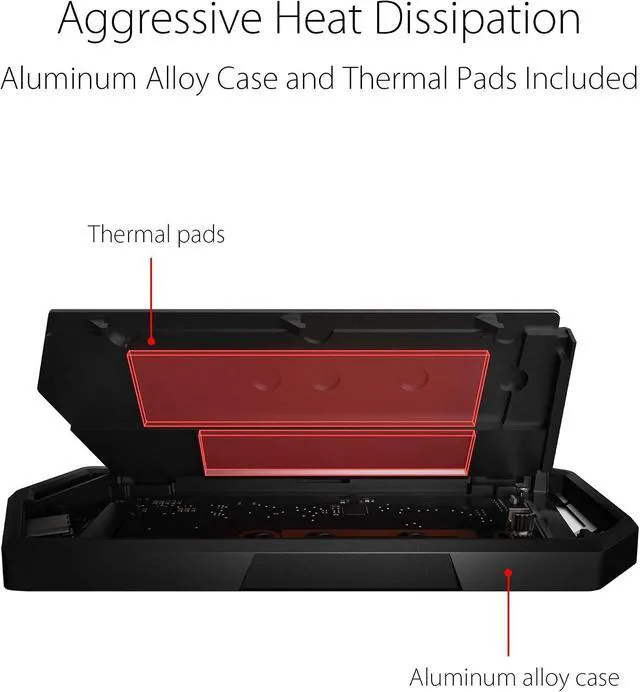 Alt view image 4 of 7 - ROG Strix Arion Aluminum Alloy M.2 NVMe SSD Enclosure Case Adapter, USB 3.2 Gen 2 Type-C ,10 Gbps, USB-C to C and USB-C to A Cables, Fits PCIe 2280/2260/2242/2230 M Key/B+M Key,