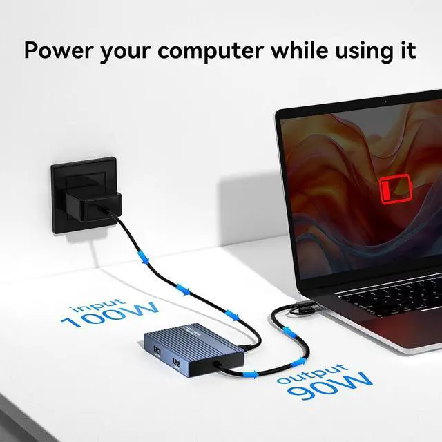 Alt view image 3 of 7 - ACASIS USB C to Dual HDMI DisplayLink Adapter for Mac M1/M2/M3/M4/Windows,USB C DisplayLink Docking Station with 2HDMI 4K@60Hz, 3USB-A Ports, 100W PD Charging ,USB A/C to Dual Monitor