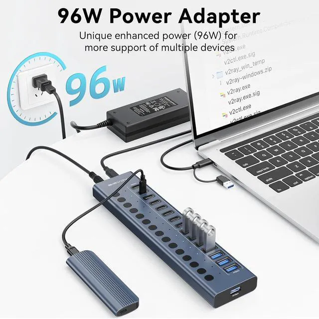 Alt view image 5 of 7 - ACASIS 16 Ports Powered USB 3.2 Hub (8 USB-A 3.2 +8 USB-C 3.2), 10Gbps,Individual On/Off Switch for Each Port Aluminum Housing Better Heat Dissipation Plug & Play 96W Power Adapter