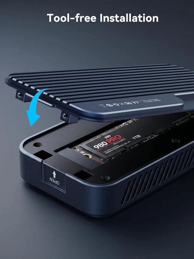 Alt view image 6 of 7 - ACASIS 80Gbps M.2 NVMe SSD Enclosure, Thunderbolt 5 & USB4 V2.0 Compatible,Advanced Dual-Chip Active Cooling Fan Backward Compatible with TB4/USB4 Premium Aluminum Alloy Tool-Free Installation