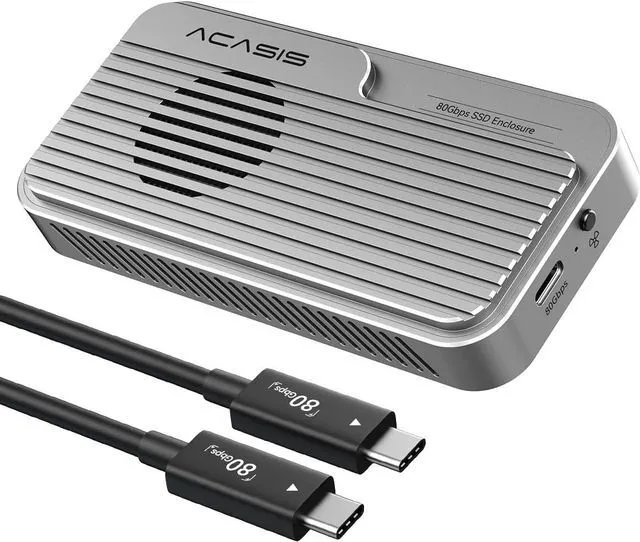 Main image of ACASIS 80Gbps M.2 NVMe SSD Enclosure, Thunderbolt 5 & USB4 V2.0 Compatible,Advanced Dual-Chip Active Cooling Fan Backward Compatible with TB4/USB4 Premium Aluminum Alloy Tool-Free Installation
