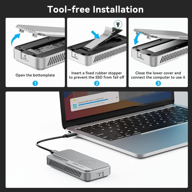 Alt view image 5 of 7 - ACASIS 80Gbps M.2 NVMe SSD Enclosure, Thunderbolt 5 & USB4 V2.0 Compatible,Advanced Dual-Chip Active Cooling Fan Backward Compatible with TB4/USB4 Premium Aluminum Alloy Tool-Free Installation