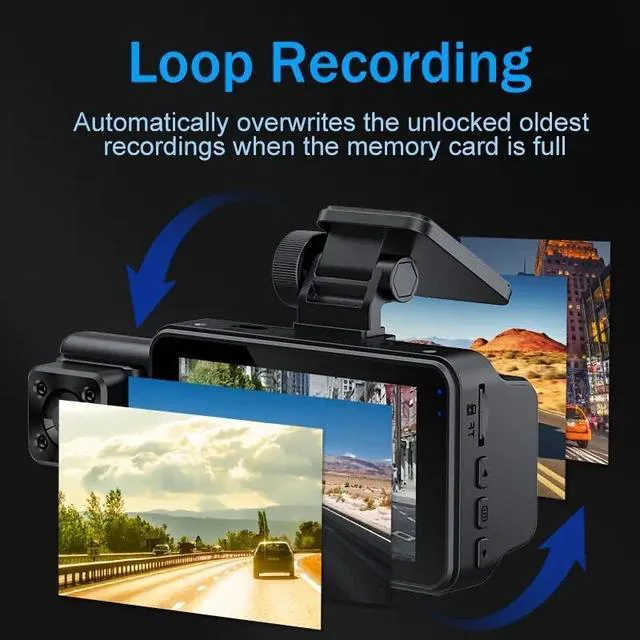 Alt view image 2 of 7 - Triple Lens Dash Camera 3" HD Display Built-in WiFi App Control IR Night Vision 1080P Front Cabin Rear 3-Channel Car DVR with G-Sensor & Parking Mode
