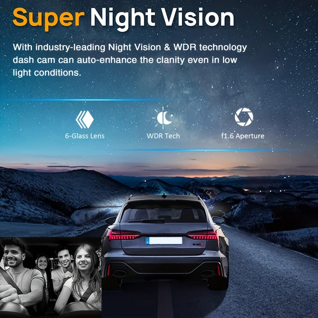 Alt view image 3 of 7 - 1080P Dual Lens Dash Cam Front & Inside 170° Wide Angle IR Night Vision WiFi Car DVR Camera with G-Sensor Loop Recording Parking Monitor