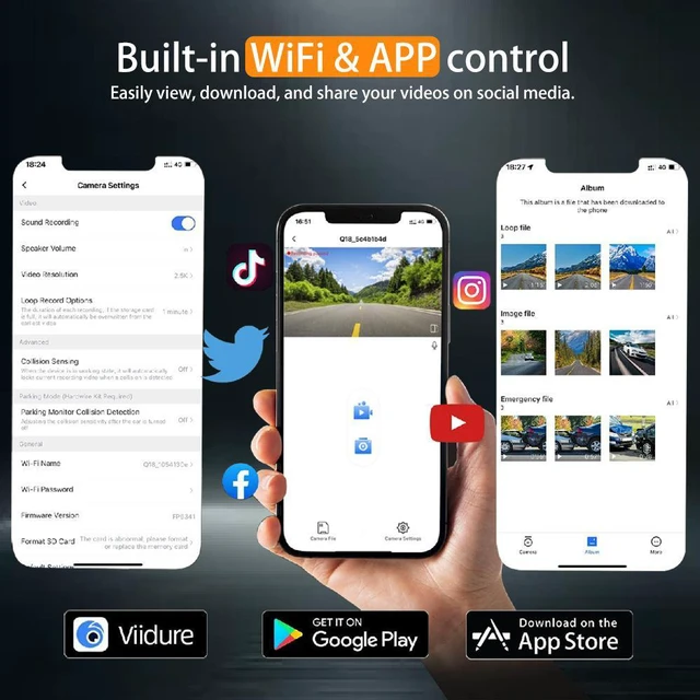 Alt view image 5 of 7 - 4K UHD Front & Rear Dash Cam, Built-in 5G WiFi, Night Vision, Advanced Driving Assistance System & Route Recording