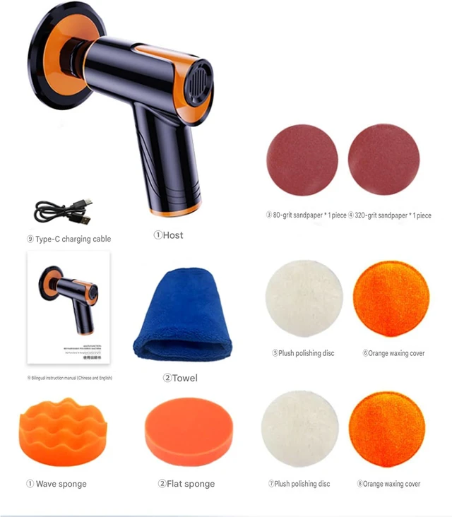 Alt view image 7 of 7 - Cordless Electric Sander, Buffer Polisher with 40000mAh, Variable Speed 1800 RPM, Car Polisher and Buffers for Car Detailing, Waxing, Polishing, Scratch Removal