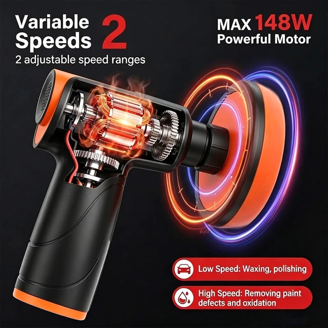 Alt view image 2 of 7 - Cordless Electric Sander, Buffer Polisher with 40000mAh, Variable Speed 1800 RPM, Car Polisher and Buffers for Car Detailing, Waxing, Polishing, Scratch Removal