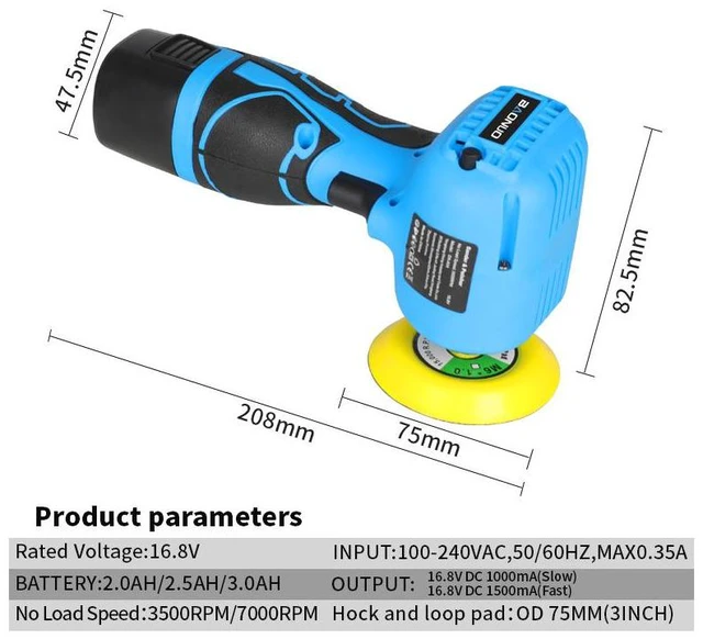 Alt view image 2 of 7 - Cordless Sander, 3" Palm Sander with 16.8V 2.0Ah Li-ion Battery, 3500RPM Mini Polisher, Sanders Tool for Sanding/Polishing/Waxing/Cleaning(Green)