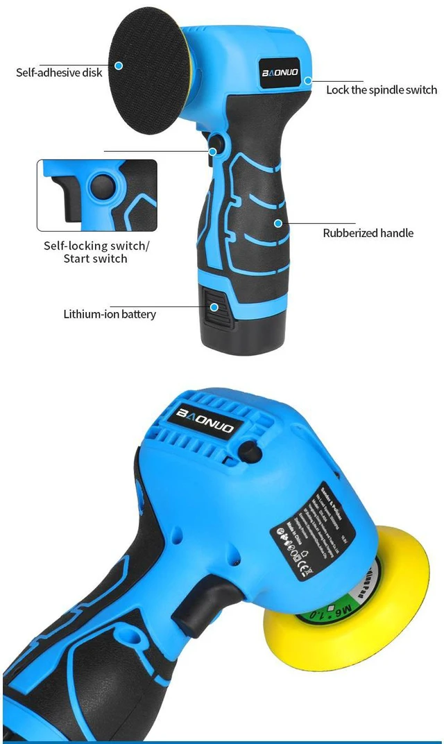 Alt view image 3 of 7 - Cordless Sander, 3" Palm Sander with 16.8V 2.0Ah Li-ion Battery, 3500RPM Mini Polisher, Sanders Tool for Sanding/Polishing/Waxing/Cleaning(Green)