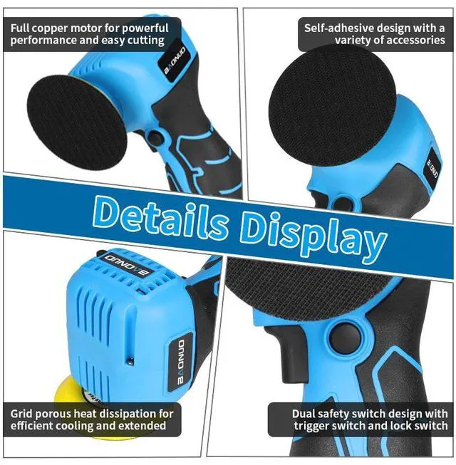 Alt view image 7 of 7 - Cordless Sander, 3" Palm Sander with 16.8V 2.0Ah Li-ion Battery, 3500RPM Mini Polisher, Sanders Tool for Sanding/Polishing/Waxing/Cleaning(Green)