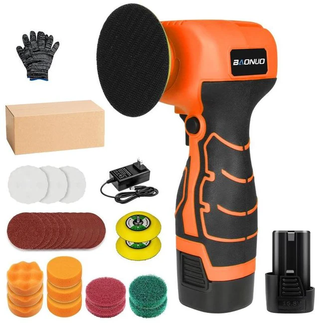 Main image of Cordless Sander, 3" Palm Sander with 16.8V 2.0Ah Li-ion Battery, 3500RPM Mini Polisher, Sanders Tool for Sanding/Polishing/Waxing/Cleaning(Orang)