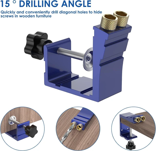 Alt view image 6 of 7 - 47Pcs Pocket Hole Jig Adjustable Punch Locator 15 Degree Angle Hole Drill Guide Kit High Precision Drill Punch Positioner for Carpenter DIY Joinery Work Woodworking Tool