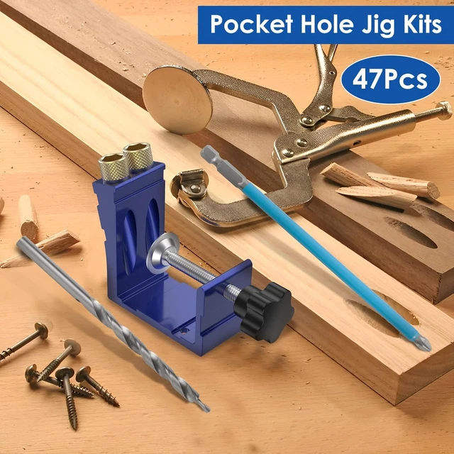 Alt view image 4 of 7 - 47Pcs Pocket Hole Jig Adjustable Punch Locator 15 Degree Angle Hole Drill Guide Kit High Precision Drill Punch Positioner for Carpenter DIY Joinery Work Woodworking Tool