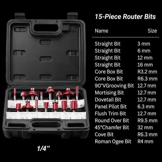 Alt view image 6 of 7 - 110V Router Tool, 800W Wood Trim Router, 30000RPM Electric Hand Trimmer, Palm Router with 15x 1/4 Router Bits & 2x Trim Guides for Woodworking Tools, Adjustable Base Height w/Scale