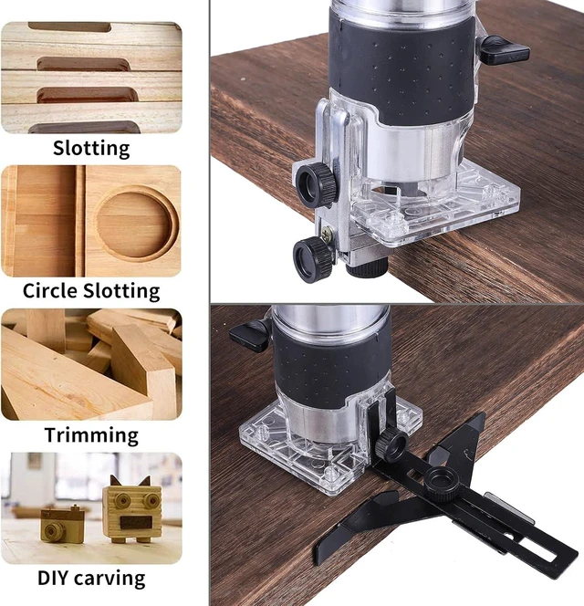 Alt view image 3 of 7 - Wood Trimmer, Electric Hand Trimmer Tool Laminate Milling Engraving Joiner Machine 800W 30000RPM for Slotting Trimming Carving