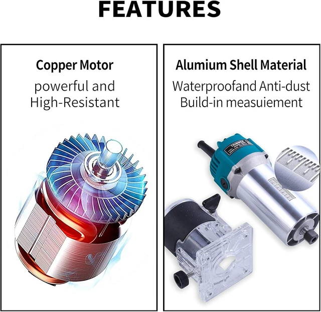 Alt view image 4 of 7 - Wood Trimmer, Electric Hand Trimmer Tool Laminate Milling Engraving Joiner Machine 800W 30000RPM for Slotting Trimming Carving