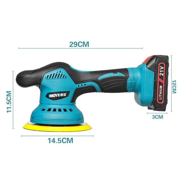 Alt view image 3 of 7 - Cordless Car Buffer Polisher, 6 In Mini Buffer Polisher Kit with 2 Pack 21V Rechargeable Batteries,6 Variable Speed 5500RPM Orbital Polisher for Car Boat Detailing, Polishing,Scratch Removing