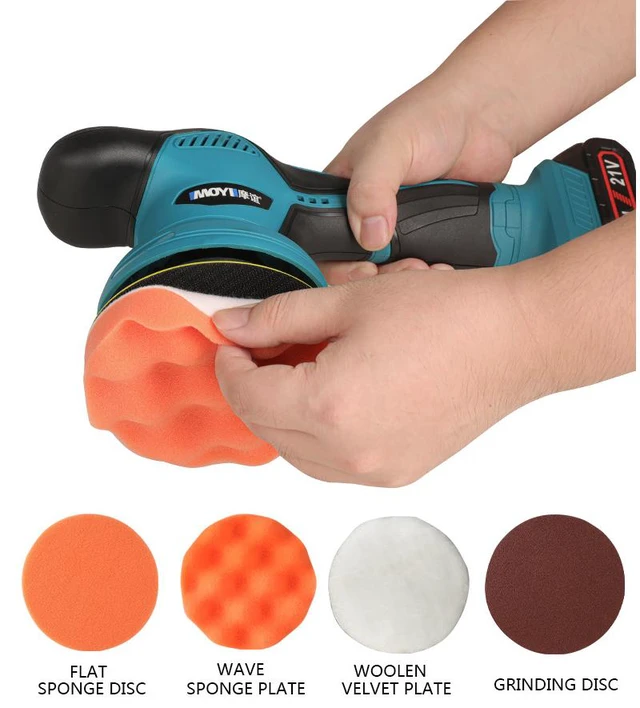 Alt view image 7 of 7 - Cordless Car Buffer Polisher, 6 In Mini Buffer Polisher Kit with 2 Pack 21V Rechargeable Batteries,6 Variable Speed 5500RPM Orbital Polisher for Car Boat Detailing, Polishing,Scratch Removing