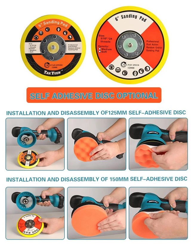 Alt view image 6 of 7 - Cordless Car Buffer Polisher, 6 In Mini Buffer Polisher Kit with 2 Pack 21V Rechargeable Batteries,6 Variable Speed 5500RPM Orbital Polisher for Car Boat Detailing, Polishing,Scratch Removing