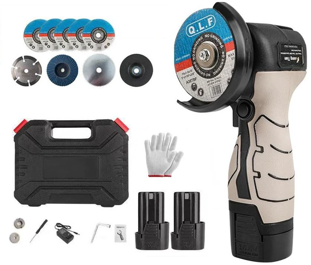 Main image of Cordless Brush Angle Grinder Kit, 19500rpm Mini Electric Angle Grinding Tool with 2pcs 16.8V 2000mAh Batteries and 9-Cutting Discs, Grinder Handheld Cutter for Metal Wood