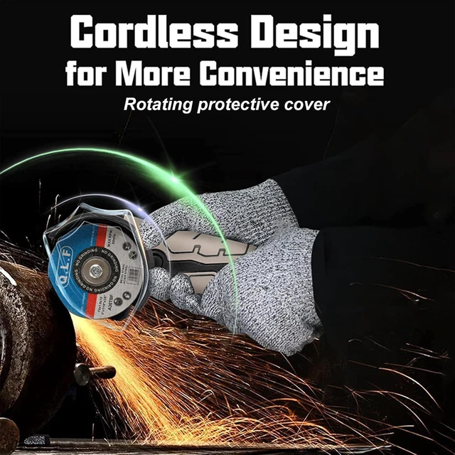 Alt view image 7 of 7 - Cordless Brush Angle Grinder Kit, 19500rpm Mini Electric Angle Grinding Tool with 2pcs 16.8V 2000mAh Batteries and 9-Cutting Discs, Grinder Handheld Cutter for Metal Wood