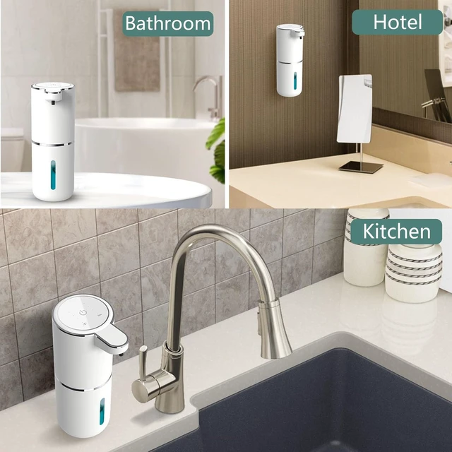 Alt view image 6 of 7 - Automatic Soap Dispenser Touchless Foaming Soap Dispenser 400ml USB Rechargeable Dispenser Electric Wall Mounted 4levels Adjustable Foam Dish Soap Pump for Bathroom Kitchen