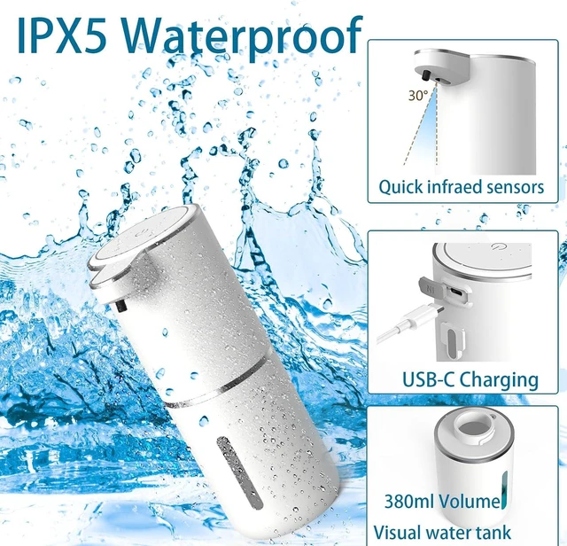 Alt view image 2 of 7 - Automatic Soap Dispenser Touchless Foaming Soap Dispenser 400ml USB Rechargeable Dispenser Electric Wall Mounted 4levels Adjustable Foam Dish Soap Pump for Bathroom Kitchen