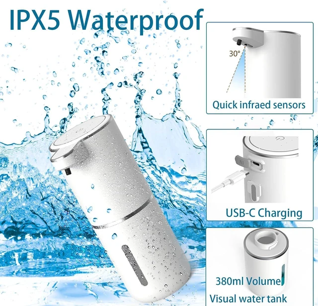 Alt view image 3 of 7 - Automatic Liquid Soap Dispenser,Touchless Hand Soap Dispenser 13.5oz/400ml USB Rechargeabled Dispenser Electric,Wall Mounted 4 Levels Adjustable Soap Dispenser Pump for Bathroom Kitchen Dish Soap