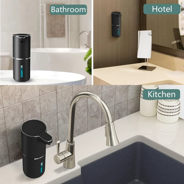 Alt view image 3 of 6 - Automatic Liquid Soap Dispenser,Touchless Hand Soap Dispenser USB Rechargeabled Dispenser Electric,Wall Mounted 4 Levels Adjustable Dispenser Pump for Bathroom Kitchen Dish Soap Black