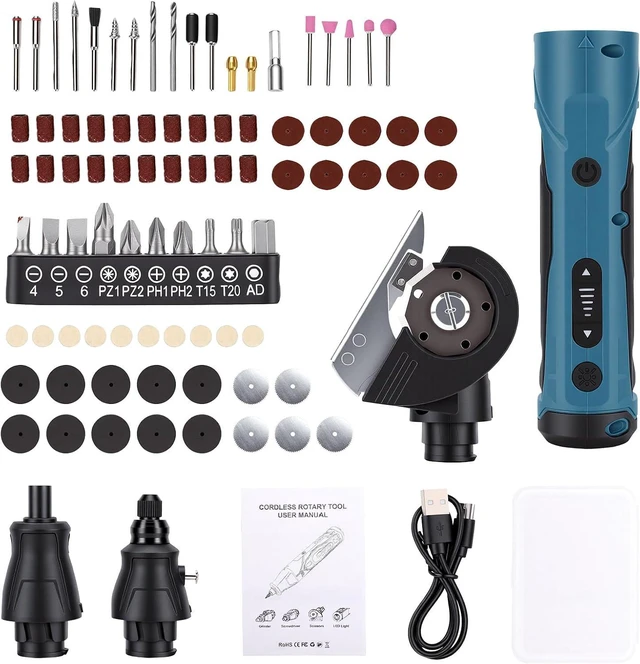 Main image of 4 in 1 DIY Cordless Rotary Tool Kit/Electric Scissors+Screwdriver+Drill,19000rpm 5-Speed, 4V 2000mAh Type-C Cable, 84 Accessories for Cutting Sanding Polishing Drilling Etching Engraving Crafts