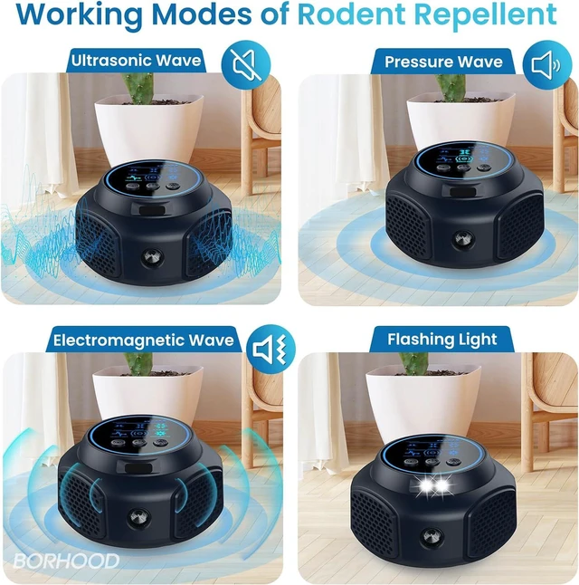Alt view image 7 of 7 - Ultrasonic Pest Rodent Repeller, Mouse Squirrel Ant Roach Spider Repellent,Plug-in Pest Control Alternative to Traps and Poison for Home, Office, Garage, Barn and Warehouse, Black 1 Pack