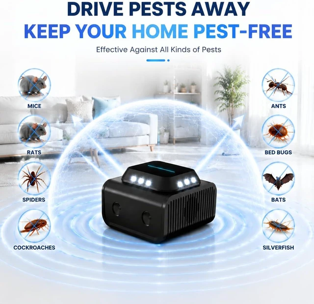 Alt view image 5 of 6 - Ultrasonic Rodent Repeller Plug in for Mice, Rats & Squirrels Electronic Pest Repellent Indoor Mouse Deterrent for Home, Kitchen, Attic, Garage Humane Rat Control (Black)