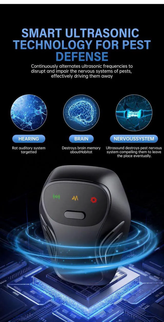Alt view image 6 of 7 - 3-Mode Ultrasonic Pest Repeller 5-Pack Multi-Function Plug-in Repellent for Mosquito, Mice, Bugs & Rodents