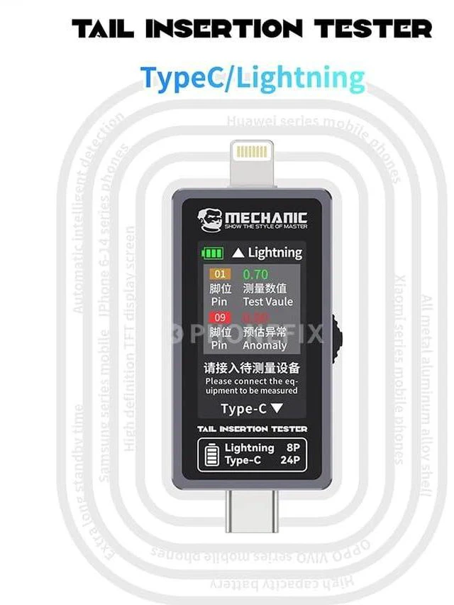 Alt view image 4 of 7 - Type-C Lightning Interface Tail Insertion Detector Mechanic T-824, High Precision Digital Display Tester for Tail Plug Detection iPhone Mobile Phone Tablet Apple iPad Mac Android Phone