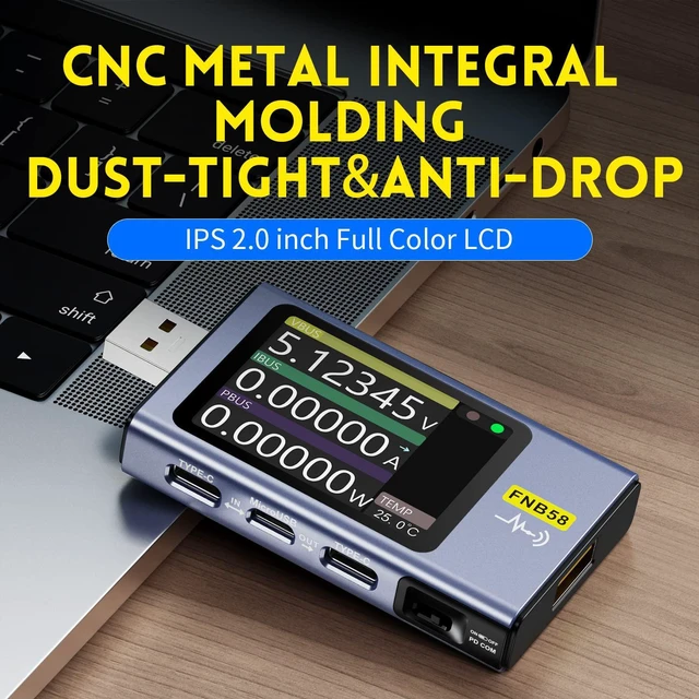 Alt view image 5 of 7 - FNIRSI FNB58 USB Tester, PD/QC, USB-C E-Marker Reader, 28V 7A, USB-A/C,PD2.0/3.0 & QC2.0/3.0, Voltage/Current/Power Monitoring, Real-Time Graphs, Capacity, Ripple, PD Trigger, App/PC Software