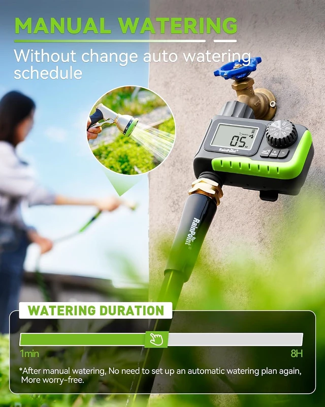 Alt view image 7 of 7 - RAINPOINT Sprinkler Timer, Water Timer for Garden Hose, Garden Hose Timers for Watering, Irrigation with Manual Watering/Rain Delay for Outdoor Lawn & Yard