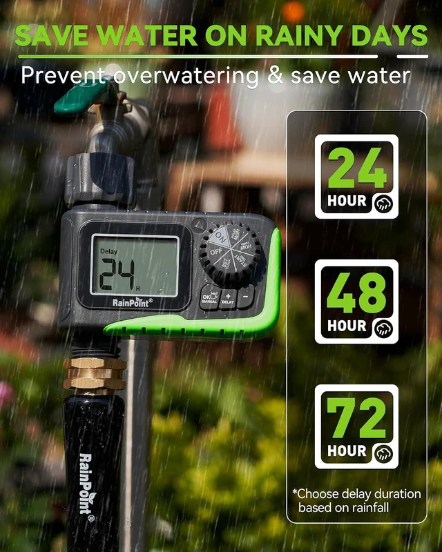Alt view image 6 of 7 - RAINPOINT Sprinkler Timer, Water Timer for Garden Hose, Garden Hose Timers for Watering, Irrigation with Manual Watering/Rain Delay for Outdoor Lawn & Yard