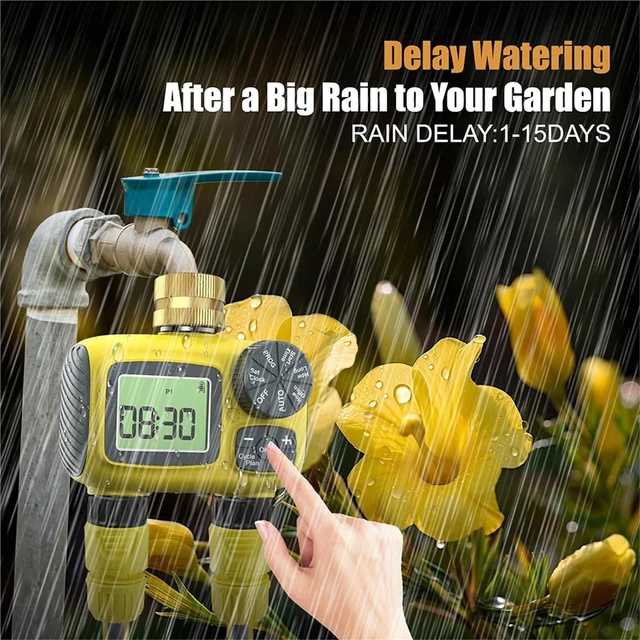 Alt view image 3 of 7 - Solar Type-C Rechargeable Sprinkler Water Timer for Garden Hose Lawn,Programmable Intelligent Automatic Faucet System with Rain Delay and Manual Mode, Digital Irrigation Controller for Yard Pool