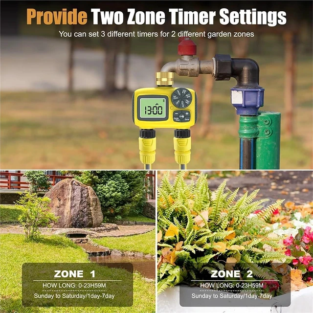 Alt view image 2 of 7 - Solar Type-C Rechargeable Sprinkler Water Timer for Garden Hose Lawn,Programmable Intelligent Automatic Faucet System with Rain Delay and Manual Mode, Digital Irrigation Controller for Yard Pool